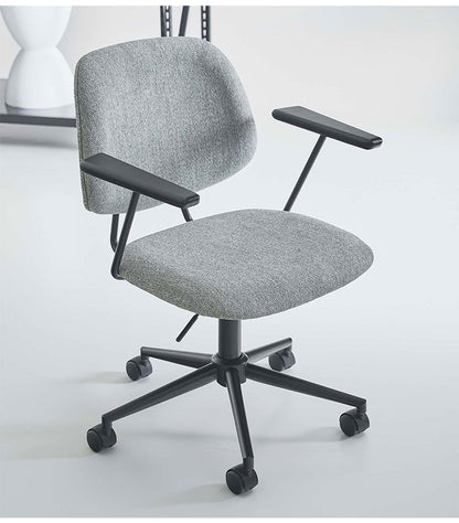 チェア 回転チェア デスクチェア オフィスチェア 座面回転 キャスター付き 移動可能 クロスレザー ファブリック スタイリッシュ シンプル おしゃれ グレー ブラック 在宅ワーク(代引不可)