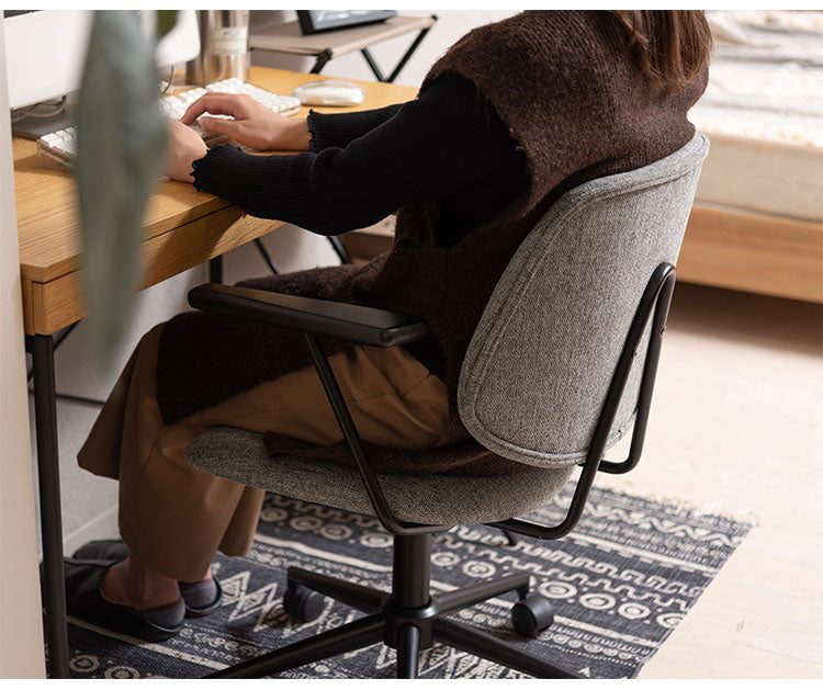 チェア 回転チェア デスクチェア オフィスチェア 座面回転 キャスター付き 移動可能 クロスレザー ファブリック スタイリッシュ シンプル おしゃれ グレー ブラック 在宅ワーク(代引不可)