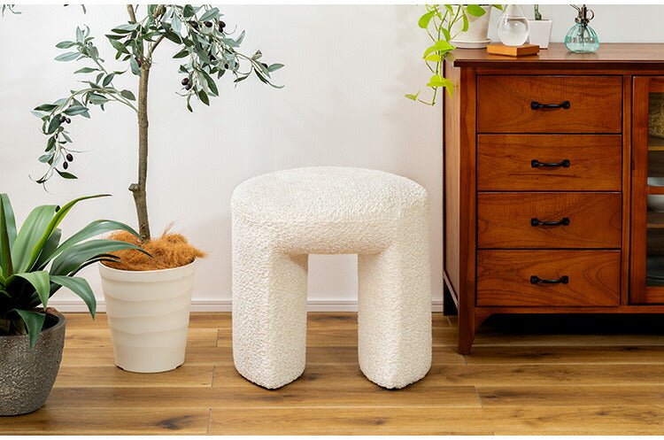 スツール PC-820 東谷 スツール 丸椅子 ラウンド チェア イス 腰掛 円形 ブークレ生地 背もたれなし アームレス シンプル 無地 おしゃれ オットマン 1人掛け 簡易椅子 来客 サイドテーブル(代引不可)