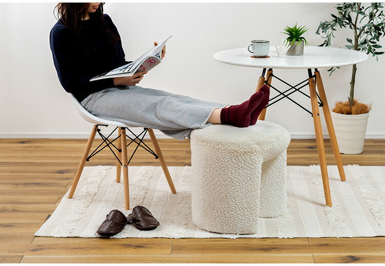 スツール PC-820 東谷 スツール 丸椅子 ラウンド チェア イス 腰掛 円形 ブークレ生地 背もたれなし アームレス シンプル 無地 おしゃれ オットマン 1人掛け 簡易椅子 来客 サイドテーブル(代引不可)