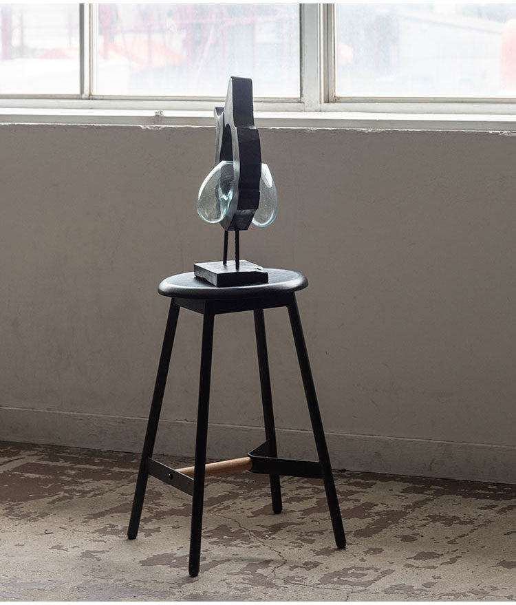 ハイスツール 高さ64cm チェア カウンターチェア 天然木 スチール ブラック シンプル デザイン 個性的 おしゃれ 北欧 インテリア かわいい リビング ダイニング 円形 丸型 モダン 木製 ラウンド(代引不可)