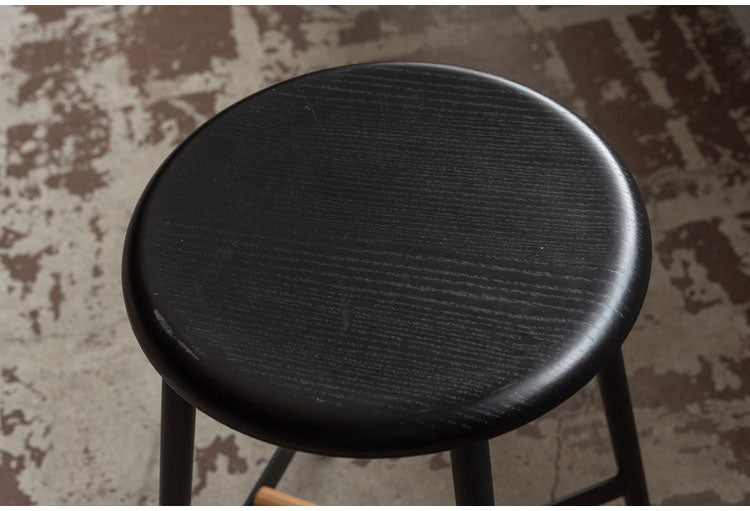 ハイスツール 高さ64cm チェア カウンターチェア 天然木 スチール ブラック シンプル デザイン 個性的 おしゃれ 北欧 インテリア かわいい リビング ダイニング 円形 丸型 モダン 木製 ラウンド(代引不可)