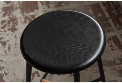 ハイスツール 高さ64cm チェア カウンターチェア 天然木 スチール ブラック シンプル デザイン 個性的 おしゃれ 北欧 インテリア かわいい リビング ダイニング 円形 丸型 モダン 木製 ラウンド(代引不可)