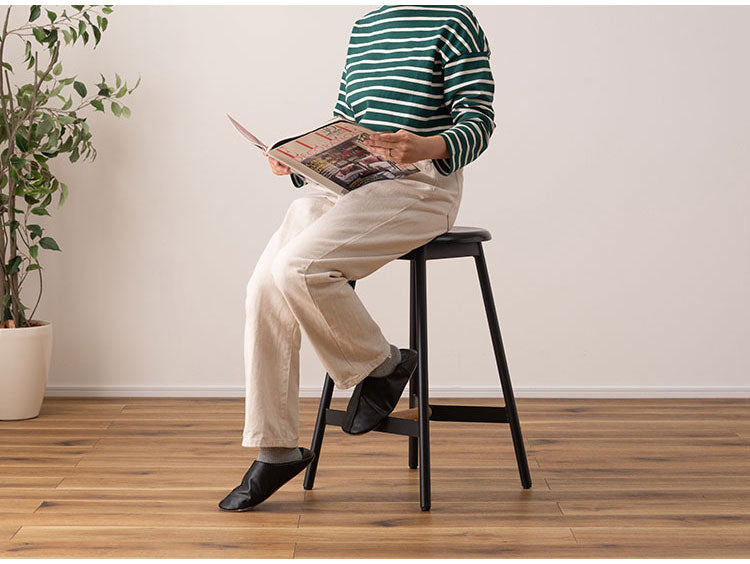 ハイスツール 高さ64cm チェア カウンターチェア 天然木 スチール ブラック シンプル デザイン 個性的 おしゃれ 北欧 インテリア かわいい リビング ダイニング 円形 丸型 モダン 木製 ラウンド(代引不可)