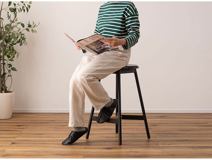 ハイスツール 高さ64cm チェア カウンターチェア 天然木 スチール ブラック シンプル デザイン 個性的 おしゃれ 北欧 インテリア かわいい リビング ダイニング 円形 丸型 モダン 木製 ラウンド(代引不可)