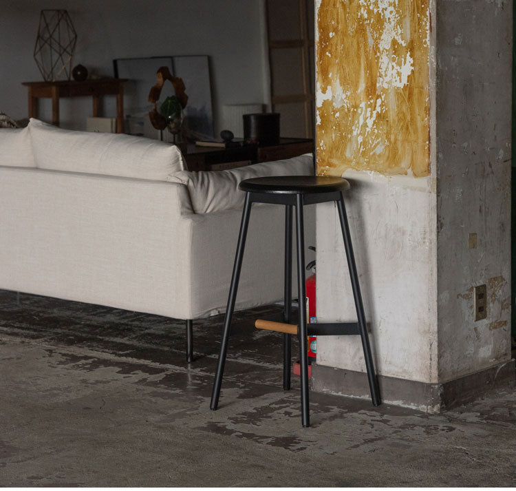 ハイスツール 高さ74cm チェア カウンターチェア 天然木 スチール ブラック シンプル デザイン 個性的 おしゃれ 北欧 インテリア かわいい リビング ダイニング 円形 丸型 モダン 木製 ラウンド(代引不可)