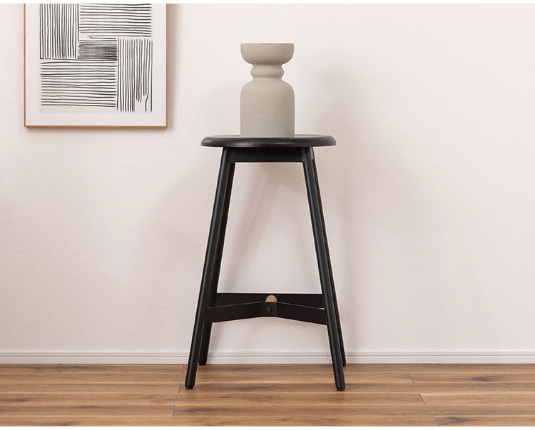 ハイスツール 高さ74cm チェア カウンターチェア 天然木 スチール ブラック シンプル デザイン 個性的 おしゃれ 北欧 インテリア かわいい リビング ダイニング 円形 丸型 モダン 木製 ラウンド(代引不可)