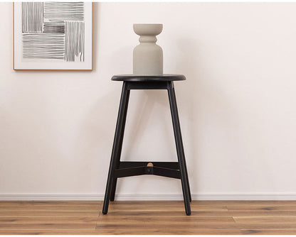 ハイスツール 高さ74cm チェア カウンターチェア 天然木 スチール ブラック シンプル デザイン 個性的 おしゃれ 北欧 インテリア かわいい リビング ダイニング 円形 丸型 モダン 木製 ラウンド(代引不可)