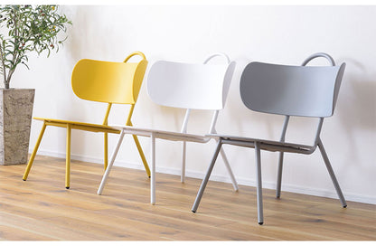 チェア 椅子 いす イス ローチェア 低め ポリプロピレン 座面広め 直径49cm 背もたれ付き くつろぎ ゆったり かわいい スタイリッシュ シンプル グレー ホワイト イエロー(代引不可)