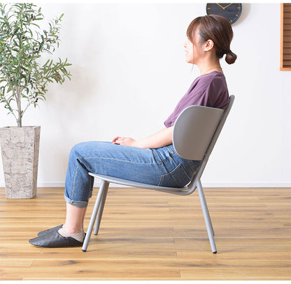 チェア 椅子 いす イス ローチェア 低め ポリプロピレン 座面広め 直径49cm 背もたれ付き くつろぎ ゆったり かわいい スタイリッシュ シンプル グレー ホワイト イエロー(代引不可)