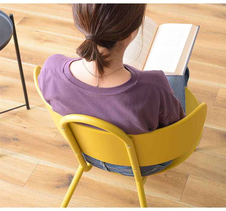 チェア 椅子 いす イス ローチェア 低め ポリプロピレン 座面広め 直径49cm 背もたれ付き くつろぎ ゆったり かわいい スタイリッシュ シンプル グレー ホワイト イエロー(代引不可)