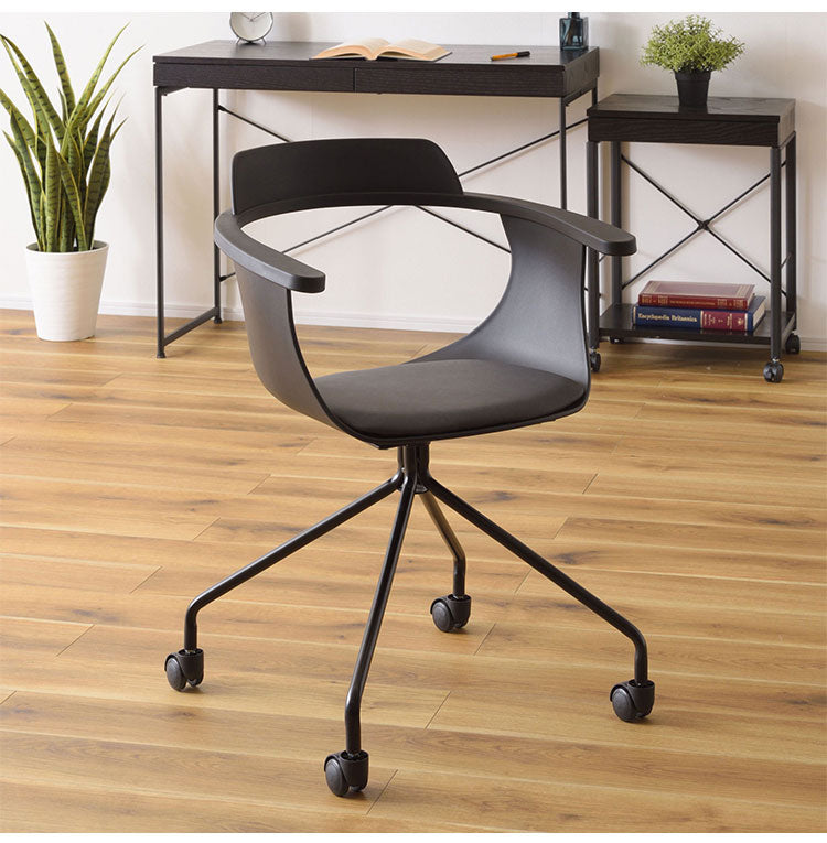 チェア デスクチェア いす 椅子 イス キャスター シンプル スチール 肘掛け アームレスト 背もたれ ブラック ホワイト(代引不可)