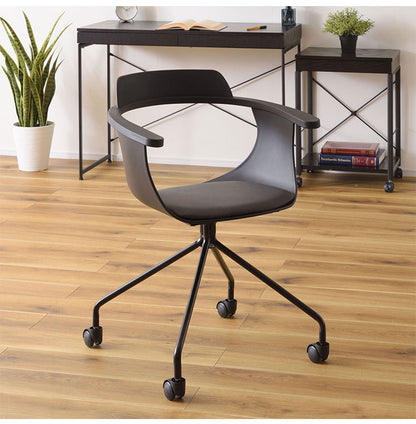 チェア デスクチェア いす 椅子 イス キャスター シンプル スチール 肘掛け アームレスト 背もたれ ブラック ホワイト(代引不可)