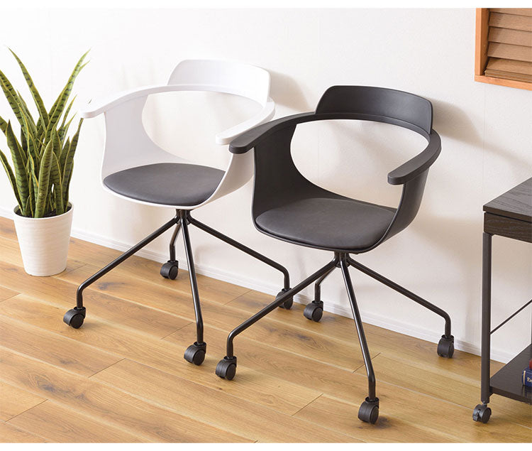 チェア デスクチェア いす 椅子 イス キャスター シンプル スチール 肘掛け アームレスト 背もたれ ブラック ホワイト(代引不可)