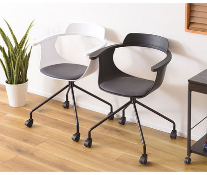 チェア デスクチェア いす 椅子 イス キャスター シンプル スチール 肘掛け アームレスト 背もたれ ブラック ホワイト(代引不可)