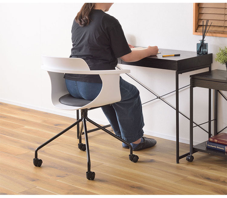 チェア デスクチェア いす 椅子 イス キャスター シンプル スチール 肘掛け アームレスト 背もたれ ブラック ホワイト(代引不可)