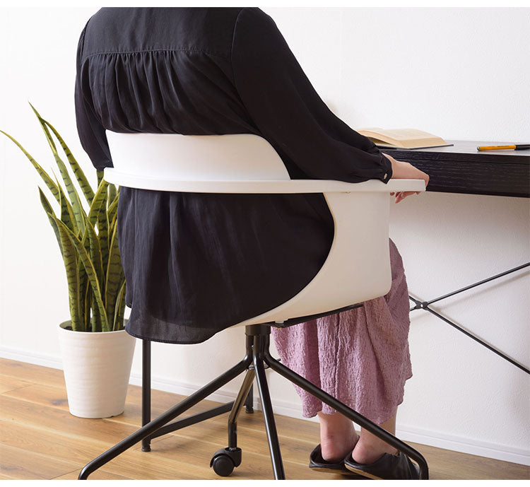 チェア デスクチェア いす 椅子 イス キャスター シンプル スチール 肘掛け アームレスト 背もたれ ブラック ホワイト(代引不可)