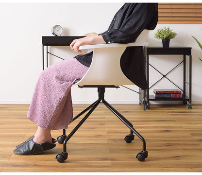 チェア デスクチェア いす 椅子 イス キャスター シンプル スチール 肘掛け アームレスト 背もたれ ブラック ホワイト(代引不可)