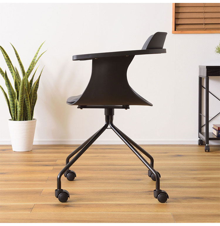 チェア デスクチェア いす 椅子 イス キャスター シンプル スチール 肘掛け アームレスト 背もたれ ブラック ホワイト(代引不可)