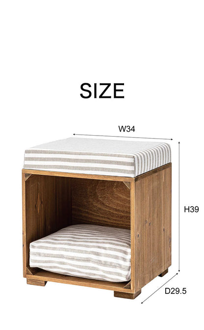 スツール ペット ペットスツール クッション 天然木 かわいい おしゃれ 小型犬 猫 ネコ いぬ チェック シンプル コットン(代引不可)