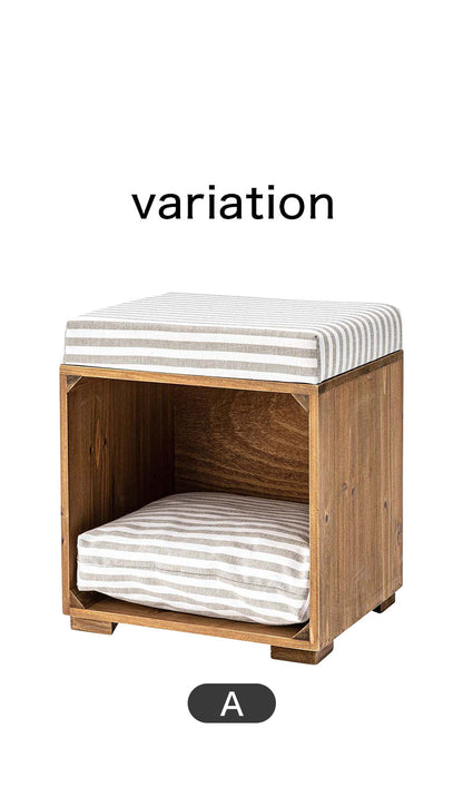 スツール ペット ペットスツール クッション 天然木 かわいい おしゃれ 小型犬 猫 ネコ いぬ チェック シンプル コットン(代引不可)