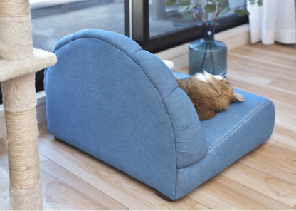 ペットソファ ソファ コンパクト ペット 犬 猫 うさぎ 脚付き ブルー ふっくら 椅子 ローソファ かわいい おしゃれ ペット用品(代引不可)