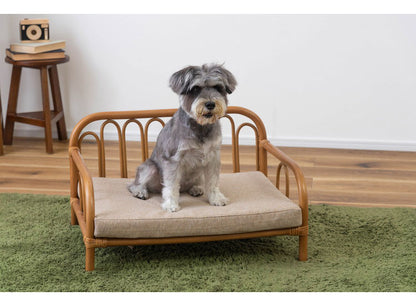 ペットベッド ラタン 藤 おしゃれ 軽量 ベッド ペット 犬 猫 うさぎ 軽い ラタン 藤 シンプル クッション付き 取り外し 個体差 布地 ファブリック 幅60cm インテリア(代引不可)