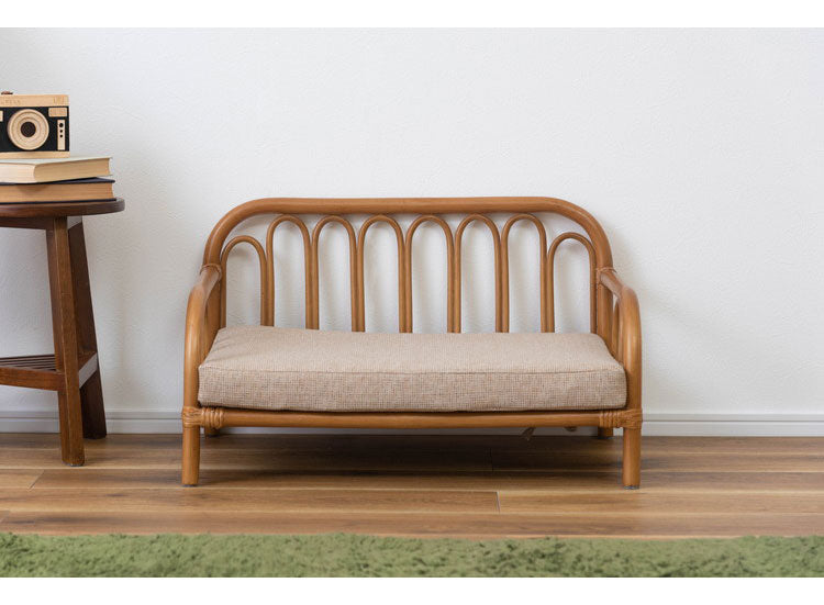 ペットベッド ラタン 藤 おしゃれ 軽量 ベッド ペット 犬 猫 うさぎ 軽い ラタン 藤 シンプル クッション付き 取り外し 個体差 布地 ファブリック 幅60cm インテリア(代引不可)