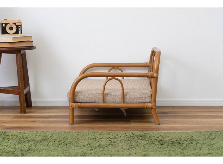 ペットベッド ラタン 藤 おしゃれ 軽量 ベッド ペット 犬 猫 うさぎ 軽い ラタン 藤 シンプル クッション付き 取り外し 個体差 布地 ファブリック 幅60cm インテリア(代引不可)