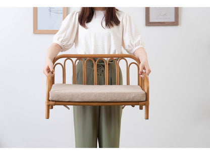 ペットベッド ラタン 藤 おしゃれ 軽量 ベッド ペット 犬 猫 うさぎ 軽い ラタン 藤 シンプル クッション付き 取り外し 個体差 布地 ファブリック 幅60cm インテリア(代引不可)