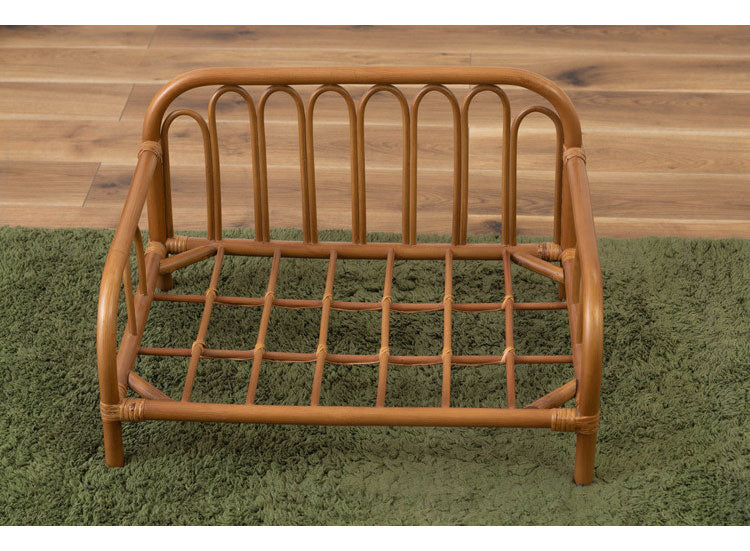 ペットベッド ラタン 藤 おしゃれ 軽量 ベッド ペット 犬 猫 うさぎ 軽い ラタン 藤 シンプル クッション付き 取り外し 個体差 布地 ファブリック 幅60cm インテリア(代引不可)