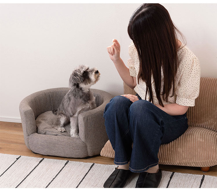 ペットソファ ソファ ペット用 ペット用品 ペット シンプル おしゃれ 北欧 愛犬 犬 猫 ドッグ キャット グレー アイボリー ファブリック 布地 クッション クッション取り外し カバーリング(代引不可)