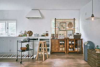 キャビネット ミンディ材 天然木 アンティーク スリム 省スペース 小さめ 黒アイアン ブラウン 収納 扉付き 棚付き ガラス扉 おしゃれ 模様替え(代引不可)