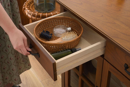 キャビネット ミンディ材 天然木 アンティーク スリム 省スペース 小さめ 黒アイアン ブラウン 収納 扉付き 棚付き 引き出し付き ガラス扉 おしゃれ 模様替え(代引不可)