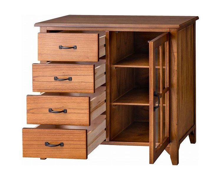 キャビネット ミンディ材 天然木 アンティーク スリム 省スペース 小さめ 黒アイアン ブラウン 収納 扉付き 棚付き 引き出し付き ガラス扉 おしゃれ 模様替え(代引不可)