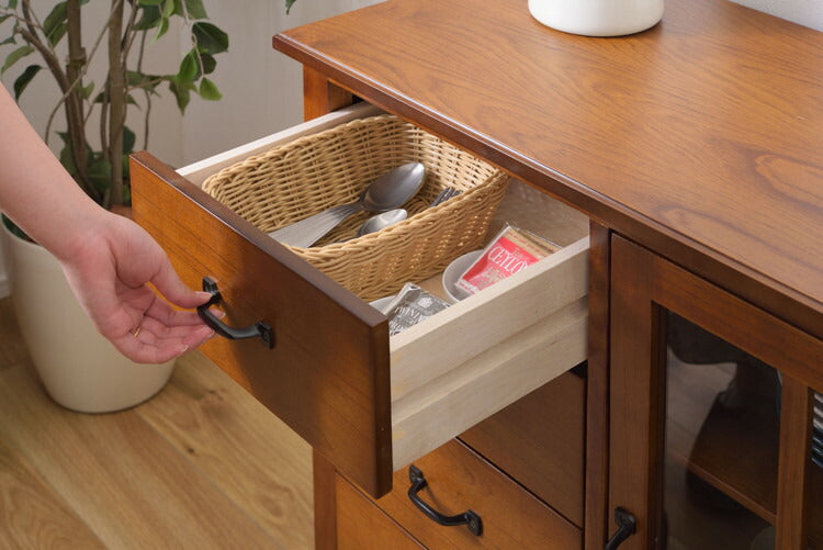 キャビネット ミンディ材 天然木 アンティーク スリム 省スペース 小さめ 黒アイアン ブラウン 収納 扉付き 棚付き 引き出し付き ガラス扉 おしゃれ 模様替え(代引不可)