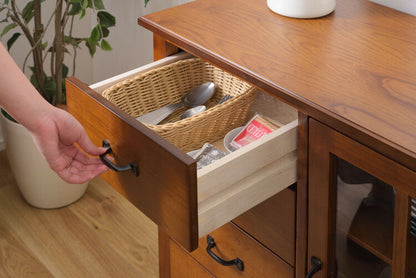 キャビネット ミンディ材 天然木 アンティーク スリム 省スペース 小さめ 黒アイアン ブラウン 収納 扉付き 棚付き 引き出し付き ガラス扉 おしゃれ 模様替え(代引不可)