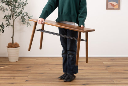 ベンチ 北欧 おしゃれ ナチュラル チェア 天然木 コンパクト 省スペース アイアン インダストリアル プランタースタンド ダイニングベンチ シューズラック 棚板付き 収納 ミンディ(代引不可)