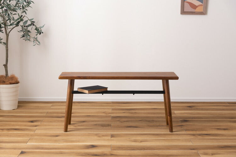 ベンチ 北欧 おしゃれ ナチュラル チェア 天然木 コンパクト 省スペース アイアン インダストリアル プランタースタンド ダイニングベンチ シューズラック 棚板付き 収納 ミンディ(代引不可)