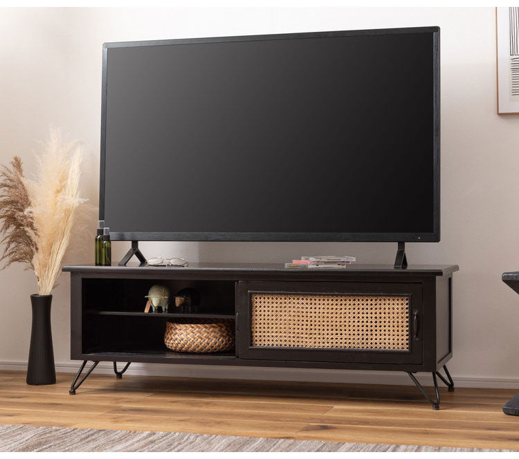 TVボード テレビボード TVボード ローボード 収納 AVラック ラタン 籐 ミンディ ナチュラル 木製 天然木 ブラック ベージュ おしゃれ メンズライク 北欧 韓国 インテリア おしゃれ 新生活(代引不可)