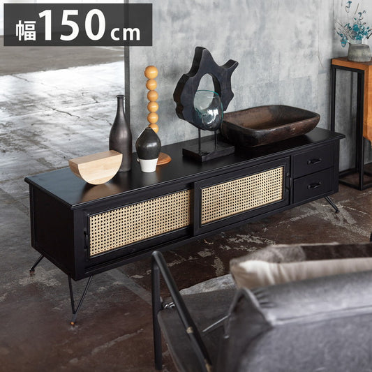 TVボード テレビボード TVボード ローボード 収納 AVラック ラタン 籐 ミンディ ナチュラル 木製 天然木 ブラック ベージュ おしゃれ メンズライク 北欧 韓国 インテリア おしゃれ 新生活(代引不可)
