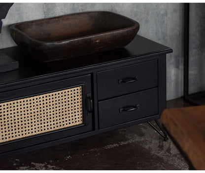 TVボード テレビボード TVボード ローボード 収納 AVラック ラタン 籐 ミンディ ナチュラル 木製 天然木 ブラック ベージュ おしゃれ メンズライク 北欧 韓国 インテリア おしゃれ 新生活(代引不可)