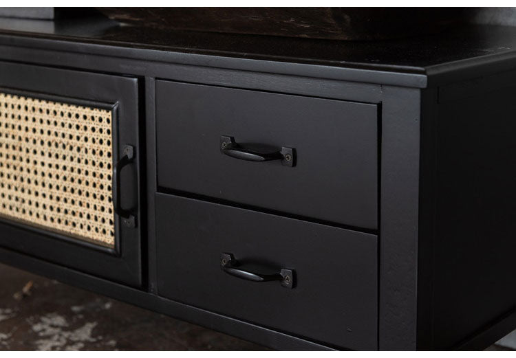 TVボード テレビボード TVボード ローボード 収納 AVラック ラタン 籐 ミンディ ナチュラル 木製 天然木 ブラック ベージュ おしゃれ メンズライク 北欧 韓国 インテリア おしゃれ 新生活(代引不可)