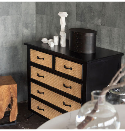 チェスト チェスト 棚 収納 タンス リビングチェスト ラタン 籐 ミンディ ナチュラル 木製 天然木 ブラック ベージュ おしゃれ メンズライク 北欧 韓国 インテリア おしゃれ(代引不可)