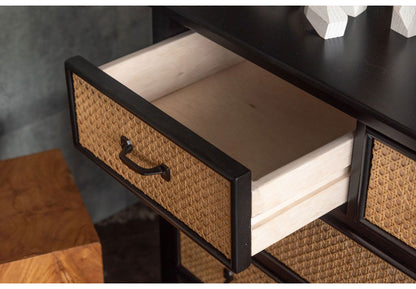 チェスト チェスト 棚 収納 タンス リビングチェスト ラタン 籐 ミンディ ナチュラル 木製 天然木 ブラック ベージュ おしゃれ メンズライク 北欧 韓国 インテリア おしゃれ(代引不可)