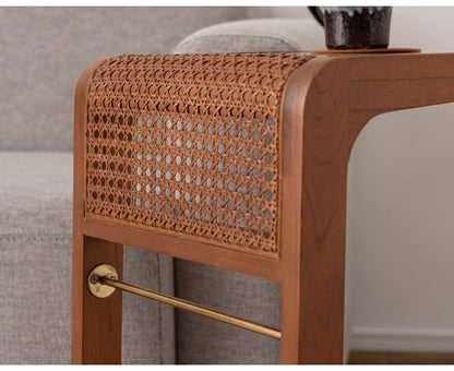 サイドテーブル ラタン 籐 センターテーブル テーブル 机 ラタンセンターテーブル ラタンテーブル ローテーブル ガラス天板 ガラス クリア クリア天板 メッシュ ガラステーブル 籐編み(代引不可)