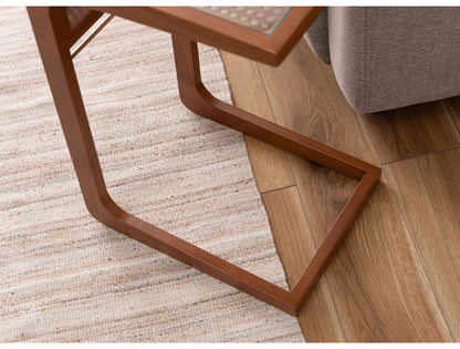 サイドテーブル ラタン 籐 センターテーブル テーブル 机 ラタンセンターテーブル ラタンテーブル ローテーブル ガラス天板 ガラス クリア クリア天板 メッシュ ガラステーブル 籐編み(代引不可)