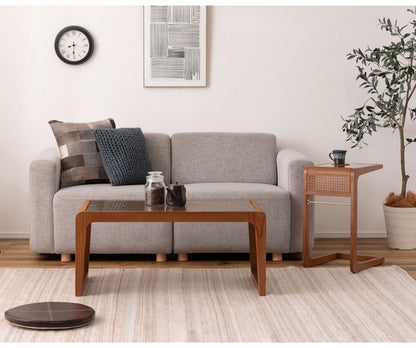 サイドテーブル ラタン 籐 センターテーブル テーブル 机 ラタンセンターテーブル ラタンテーブル ローテーブル ガラス天板 ガラス クリア クリア天板 メッシュ ガラステーブル 籐編み(代引不可)