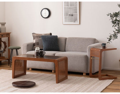 サイドテーブル ラタン 籐 センターテーブル テーブル 机 ラタンセンターテーブル ラタンテーブル ローテーブル ガラス天板 ガラス クリア クリア天板 メッシュ ガラステーブル 籐編み(代引不可)