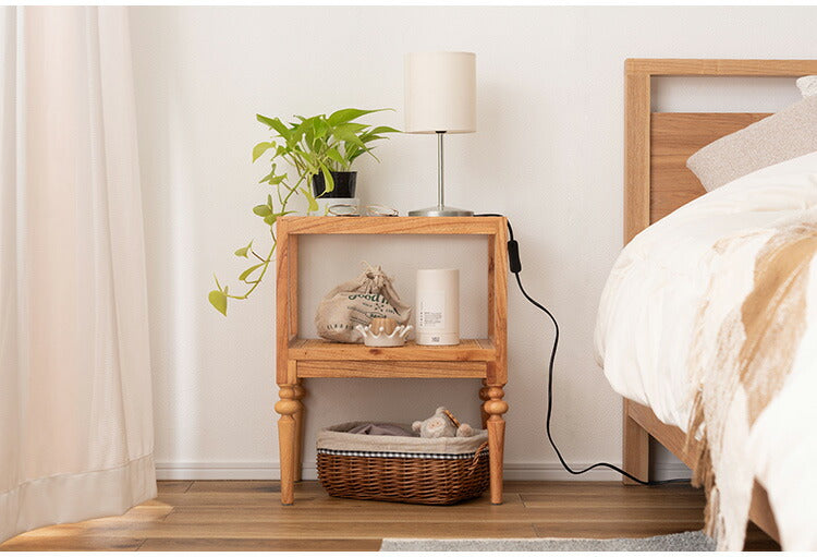 サイドテーブル PM-511 東谷 サイドテーブル ベッドサイドテーブル ソファサイドテーブル 木製 天然木 ミンディ ラタン 籐 幅40cm 高さ50cm ガラス クリア 透明 収納 棚 ターンドレッグ ろくろ脚(代引不可)